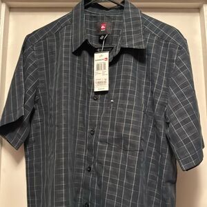 Quiksilver black/ grey stripe casual shirt, size small